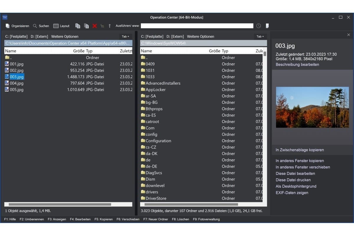 Dateimanager „Operation Center“